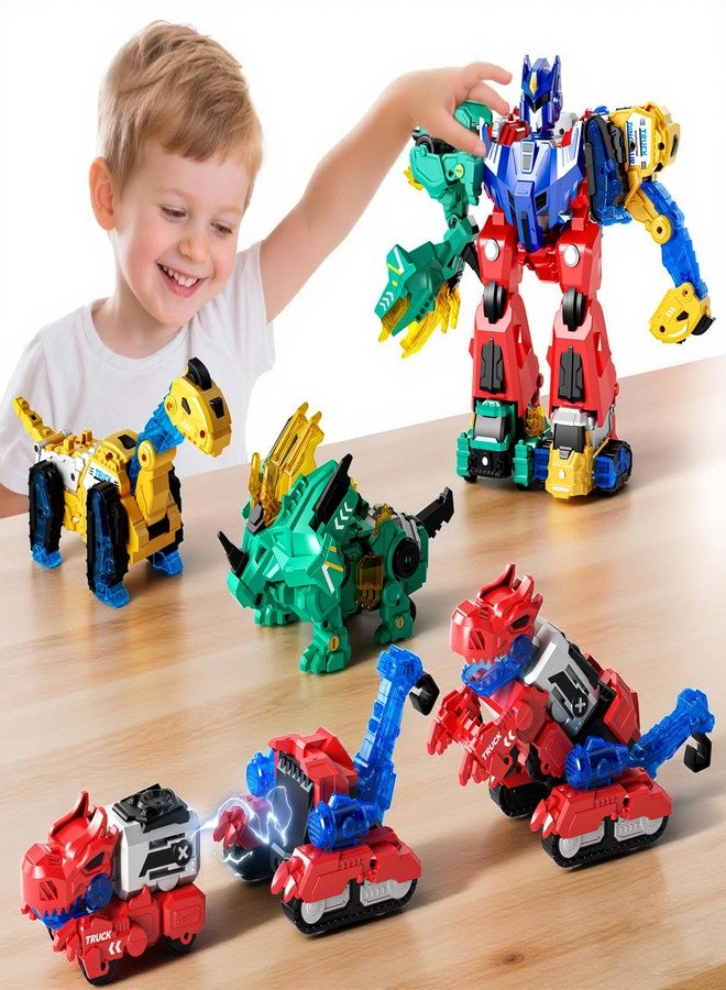 Dimoarch Magnetic Dinosaur Transforming Robot Toys, 6-in-1 Dino Construction Trucks for Kids, Magnetic Car Toys for Boys Girls Age 3 4 5 6 7 8, STEM Educational Christmas Building Gift - Image 1